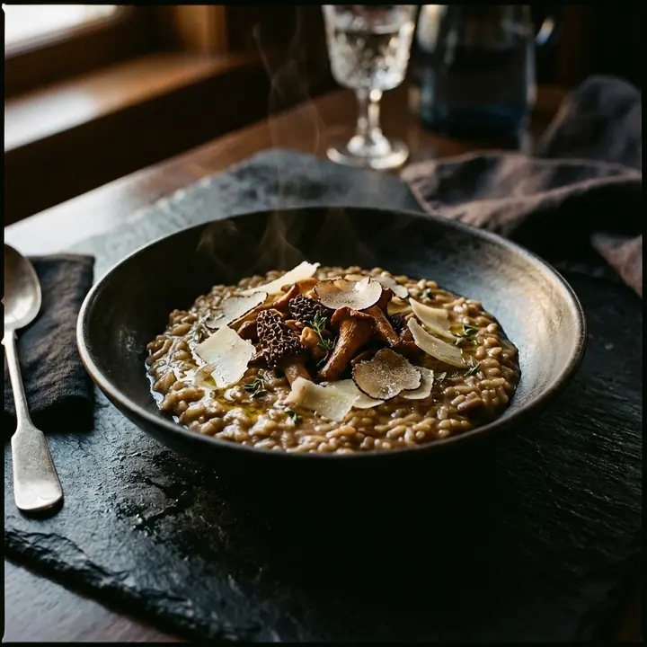 Steinpilzrisotto mit Parmesan und schwarzem Trüffel